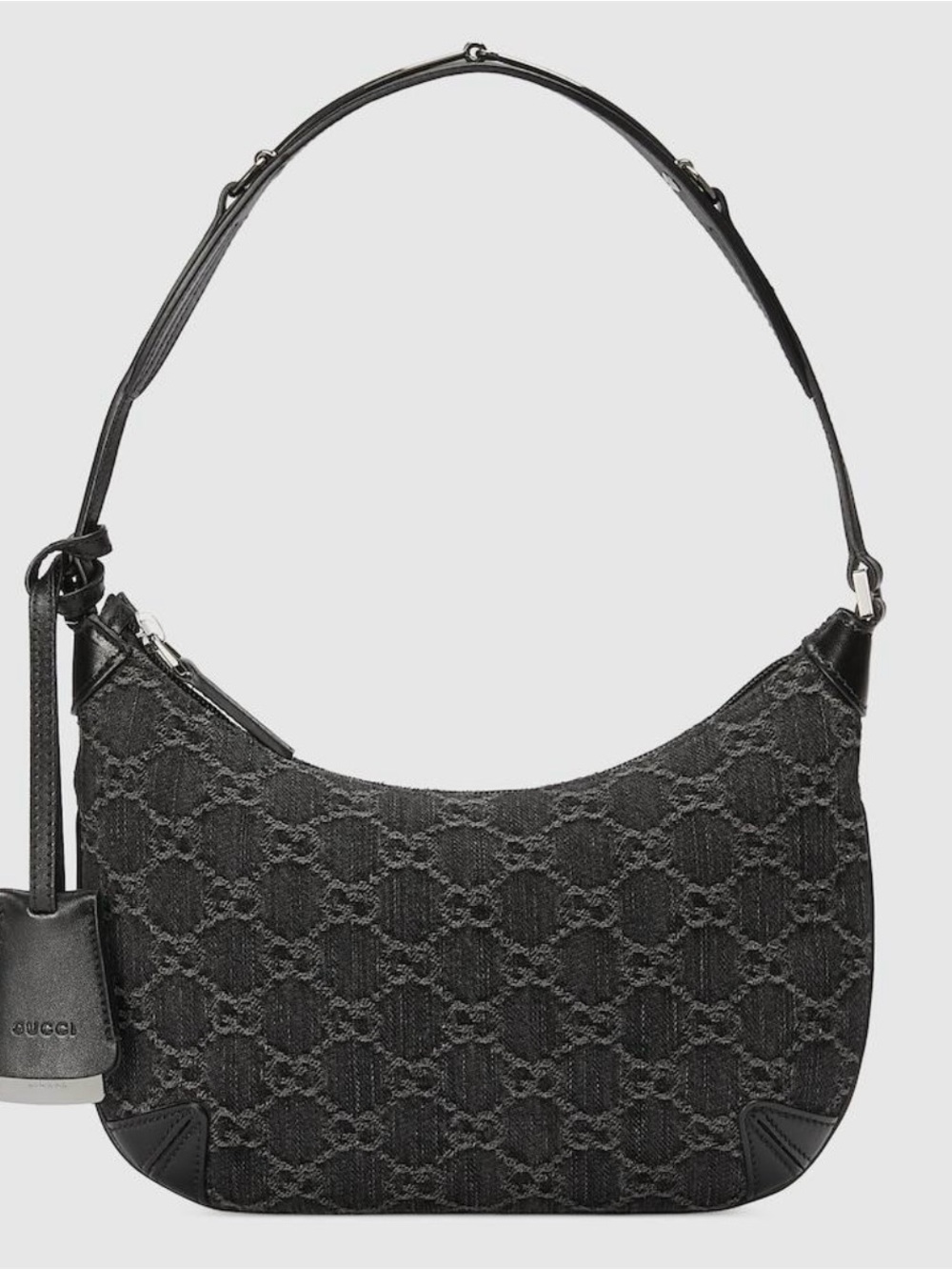 Gucci Black GG Jacquard Crescent Shoulder Bag